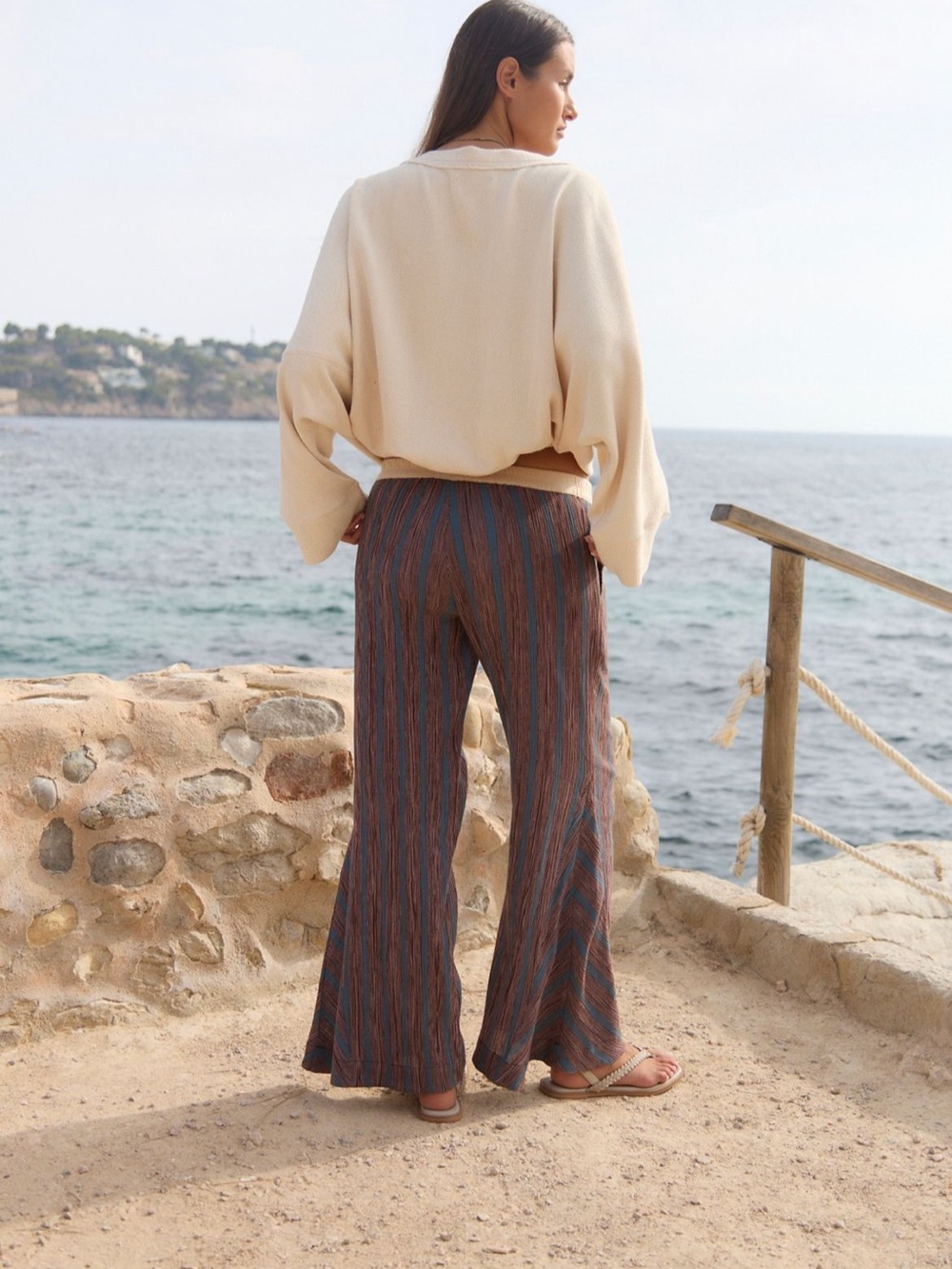 Free people bel striped flare pants size large - Picture 2 of 5